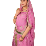 Lavender Bamber Satin Aari Salma Work Poshak Set (Unstitched) | Pure Georgette Odhna | Jaipurio Ethnic Wear